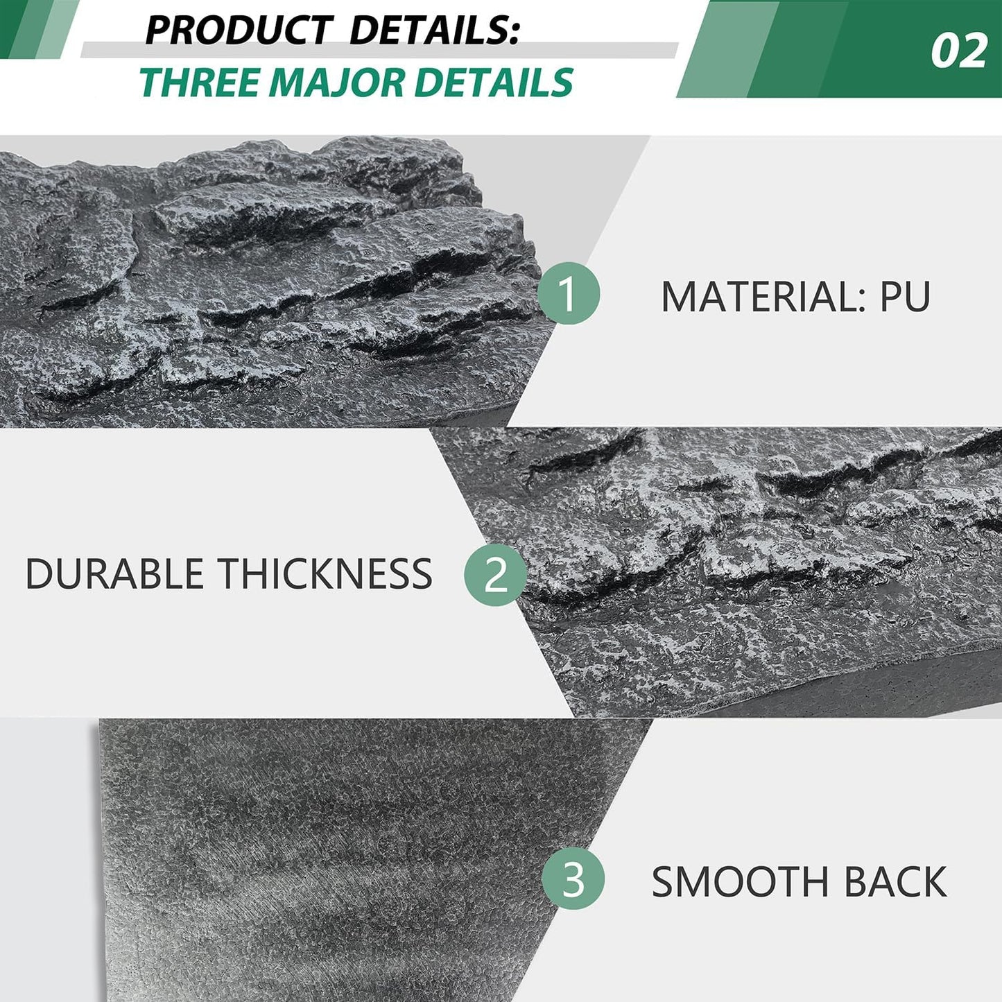 17.7x11.8in Rock Terrarium Background,3D Reptile Tank Background Board,Amphibian Stereo Backdrop Wall,Lizard Snake Gecko Spider Turtle Fish pet silo Background Decorative Panel(Grey)