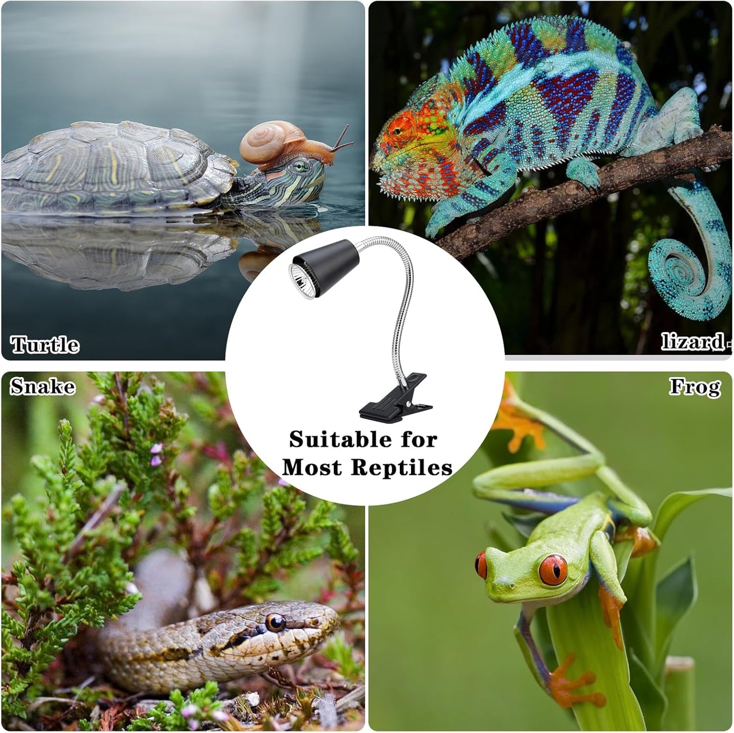 Reptile Heat Lamp Bulbs 110V, 2-Pack UVA/UVB Light for Turtles, 360° Rotatable Heating Lamp for Aquarium Terrarium, Aquatic Plants, Lizards and Snakes