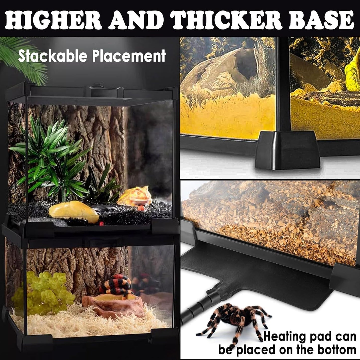 BNOSDM Reptile Tank,8" x 8" x 6" Mini Reptiles Terrarium,Full View Young Lizard Glass Tank,Small Amphibians Habitat Enclosure Cage for Tarantula,Frog,Hermit Crab,Isopods,Insects Breeding Box