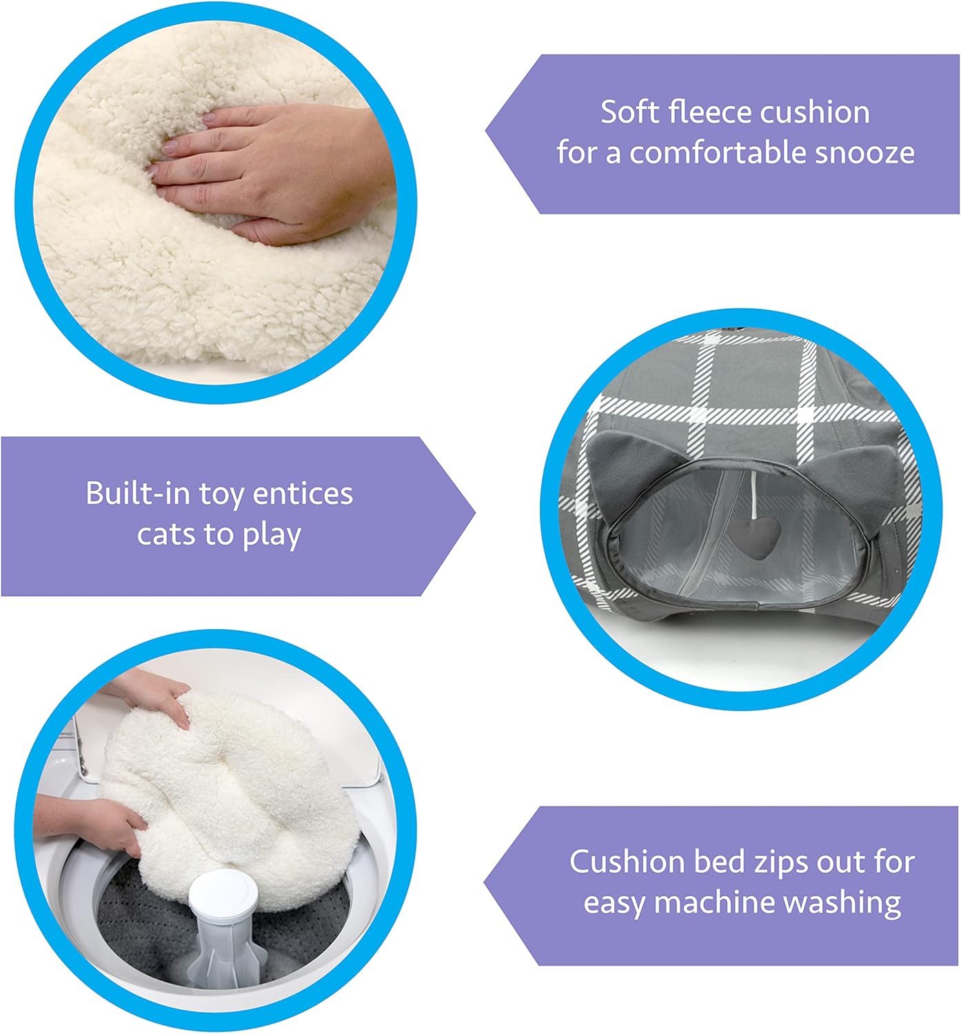 Kitty City Large Cat Tunnel Bed, Cat Bed, Pop Up Bed, Cat Toys, Gray