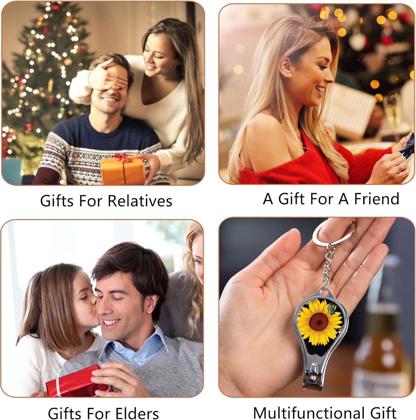 Nail Clippers with Key Chain Cute Stainless Steel Nail Cutter with File Professional Toenail Clipper for Men Multifunction Toenail Clipper 2 Pack Nique Cutter for Adult(Big Sunflower)