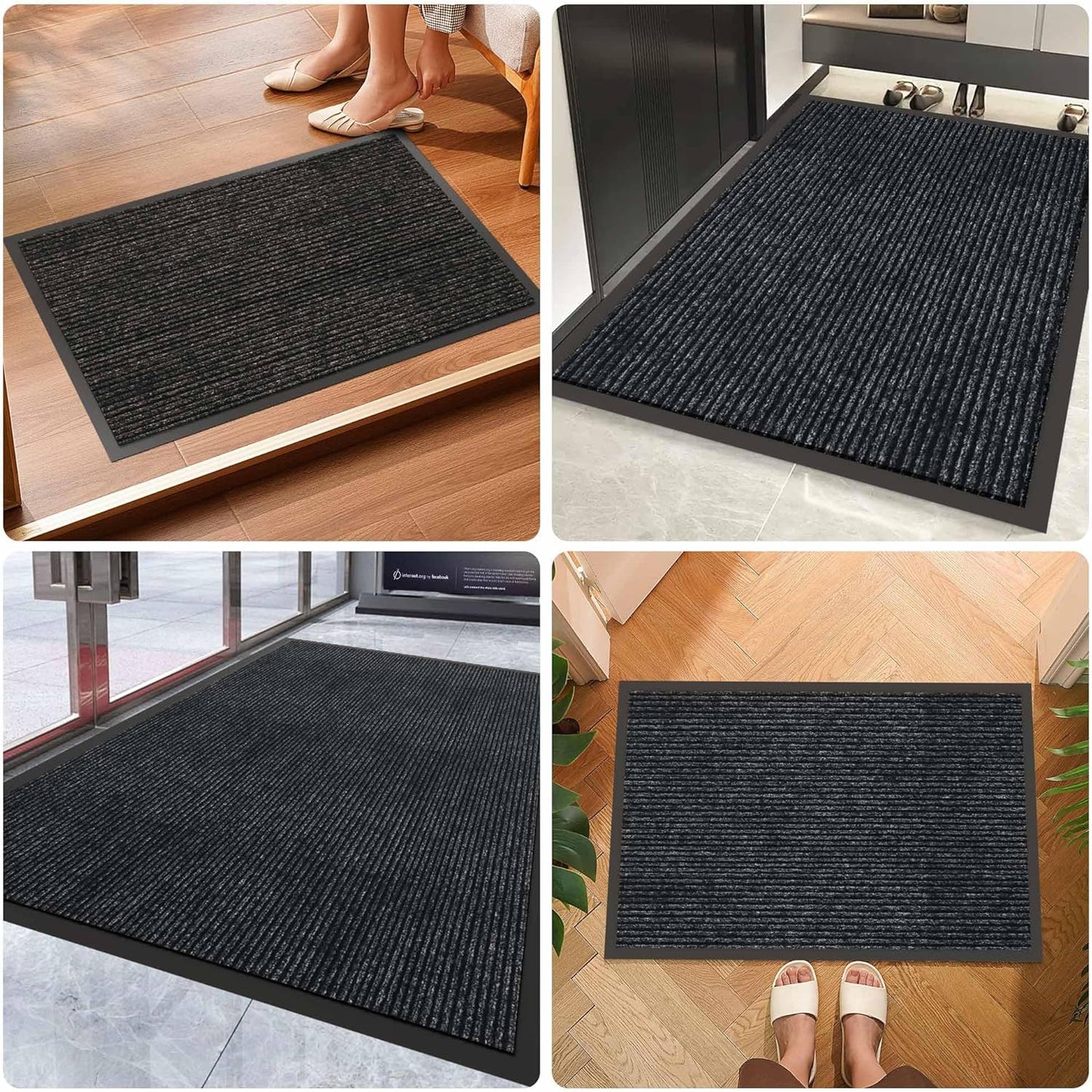 Indoor Outdoor Door Mat, 6’ x 3' Doormat for Entryway, Rubber Backing Non Slip Front Door Mat Outside Entrance, Super Absorbent Commercial Floor Mat for Home Office