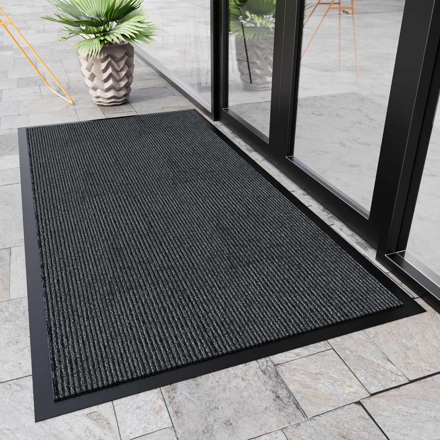 Indoor Outdoor Door Mat, 6’ x 3' Doormat for Entryway, Rubber Backing Non Slip Front Door Mat Outside Entrance, Super Absorbent Commercial Floor Mat for Home Office