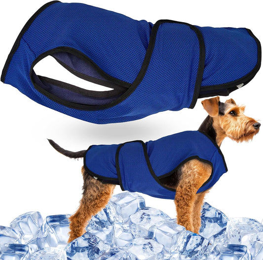 Dog Cooling Vest – Lightweight Summer Jacket for Dogs with Zip Neck & Velcro – Easy On/Off Cooling Coat for Walks, Travel & Outdoors