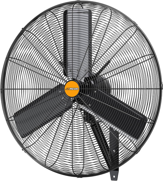 24 inch Outdoor Oscillating Wall Mounted Fan, High Velocity IPX4 Waterproof 7600 CFM Industrial Metal Wall Fan, 2 Speed, Adjustable Tilt, for Greenhouse, Patio, Garage, Workshop
