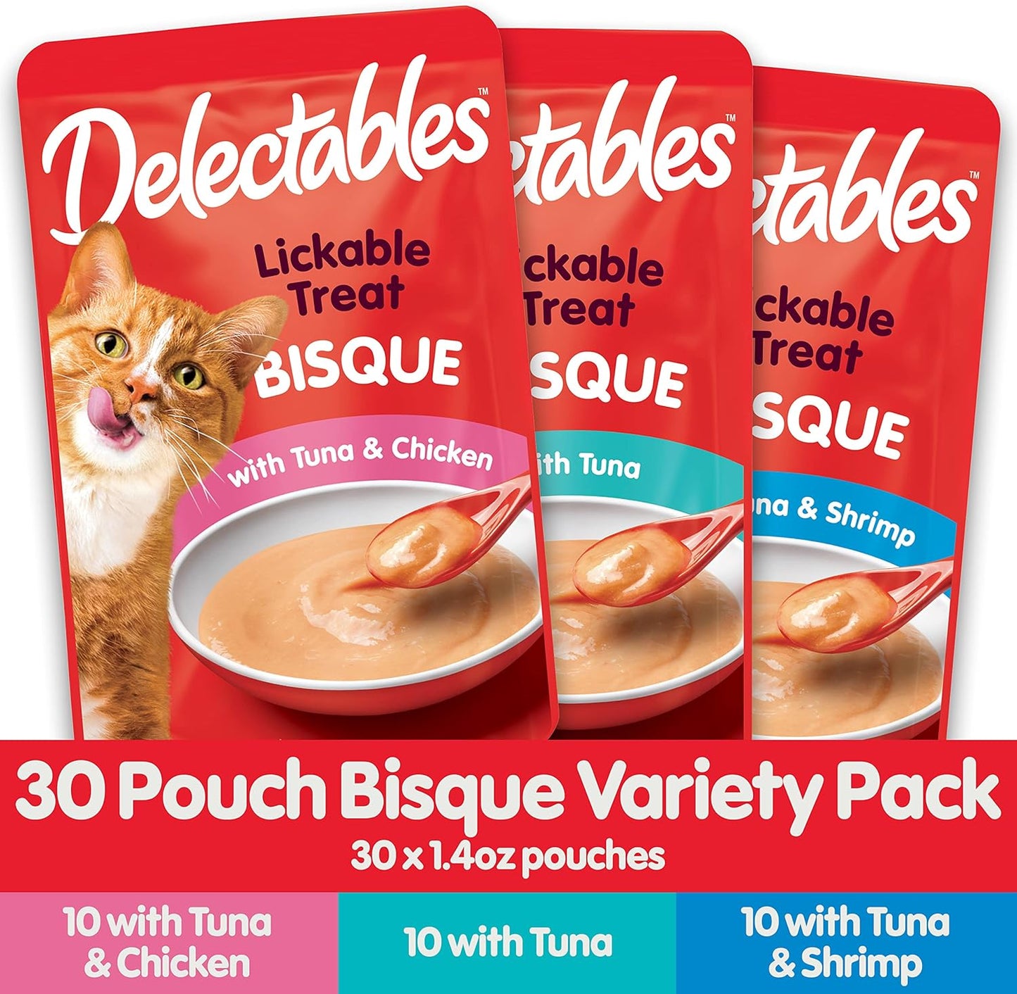 Hartz Delectables Bisque Variety Pack Lickable Cat Treat, 30 Count (Pack of 1)