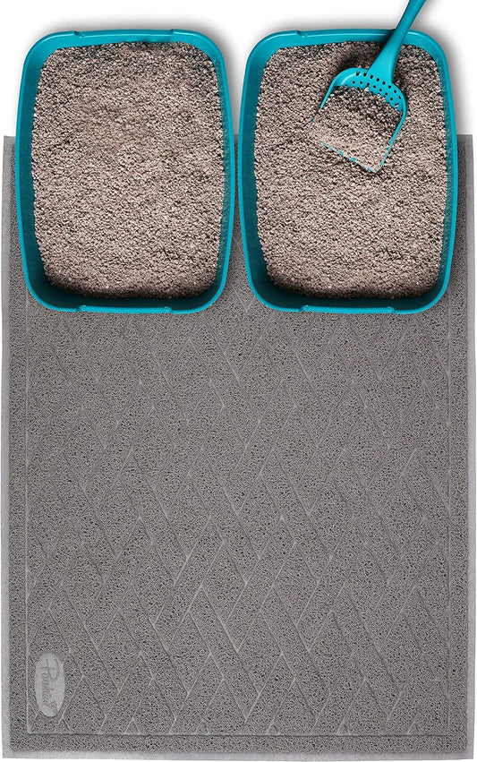 Pawkin Cat Litter Mat, Jumbo XX-Large, 4x3 Feet, Fits Two Litter Boxes or Extra Coverage for One Box, Gray